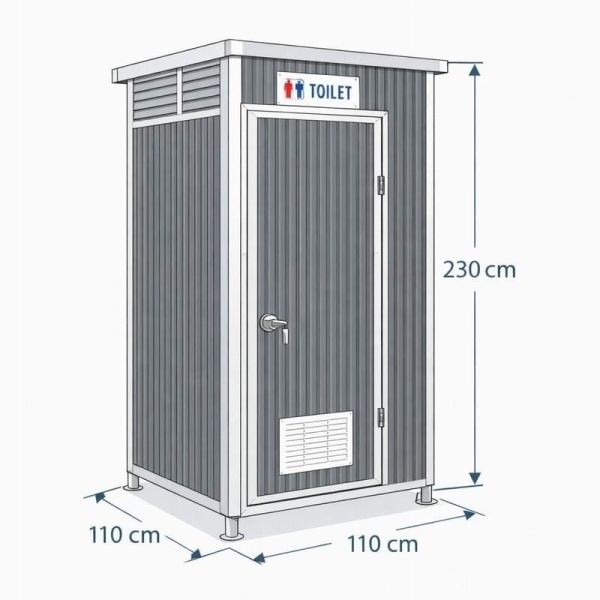 Modular toilet cabin for container - prefabricated complete bathroom with toilet, shower and sink, tiny house, office, construction site - DenisNetwork™ - Img 2