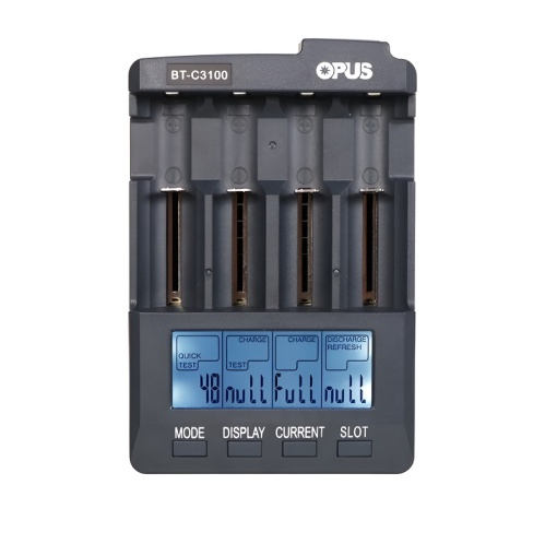 Încărcător acumulatori OPUS BT-C3100 V2.2 inteligent Li-Ion/NiCd/NiMH, rapid, 4 sloturi, capacitate maxima 20.000mAH