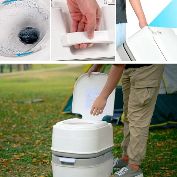 Toaletă portabilă pentru camping și rulotă 24L cu indicator nivel rezervor Flytec