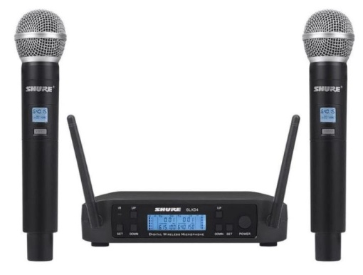 Set 2 microfoane Shure, profesionale, wireless UHF -GLXD4 cu afișaj LCD - Microfon concerte / ședințe / evenimente - Img 1