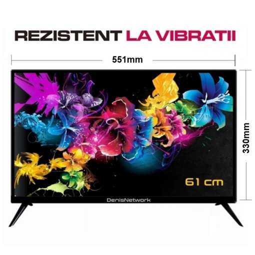 Televizor auto 61cm rezistent la vibratii CI+ DVBS2 LED HD pentru rulota si camion - DenisNetwork™