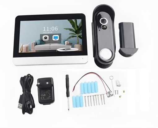 Sonerie Wi-Fi - Videointerfon cu aplicație Tuya, Ecran propriu 7 Inch, FHD, Senzor Mișcare PIR, Rezistență la apă IP 65 - Dittom™
