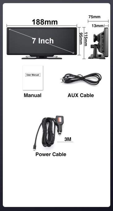 Navigație universală portabilă, Android Auto, Apple CarPlay prin Wi-Fi, 7Inch