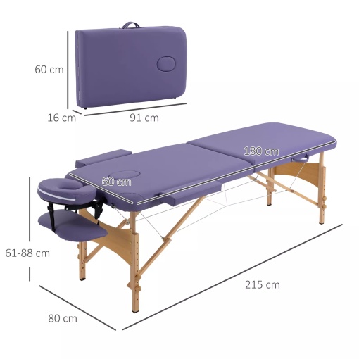 Masă masaj reglabilă / Pat masaj ușor pliabil - 180*60*88, portabil / SPA,