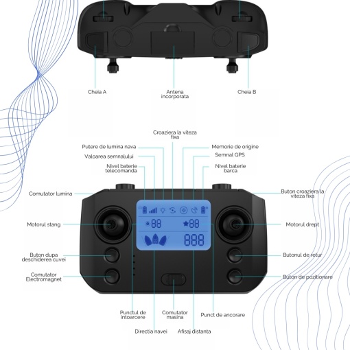 Рибарска лодка/моделна лодка с GPS (99 точки) за залагане на стръв / примамка / залагане на стръв на шаран с дистанционно управление Flytec D22, 3 резервоара, 2 мотора, батерия 12000mAh - Img 3