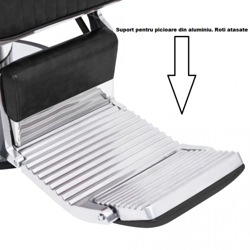 Scaun Salon, Frizerie, Coafor, Barber, Reglabil pe înățime, Model modern cu piele ecologică neagră