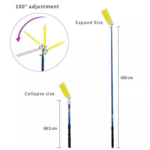 5m telescopic LED fishing rod lamp for camping, fishing, mountain with 12v 50W power supply, high projector - Img 4