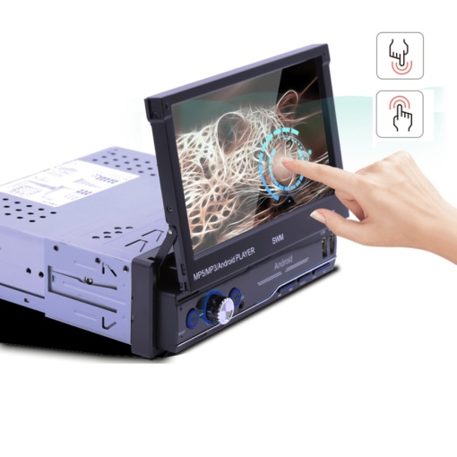 Navigatie 1DIN cu Android 9 - MP5 Player auto cu ecran rabatabil - MirrorLink, FM Radio FM, GPS, Ecran 7'', Bluetooth, ieșire 60W