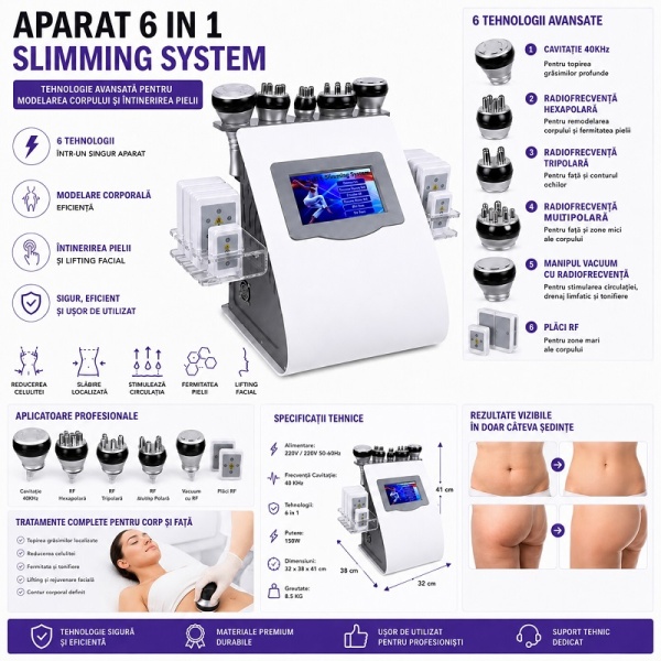 Professional 6 in 1 Cavitation, Vacuum RF, Lipolaser and Radiofrequency RF Device for Body Reshaping - Img 3