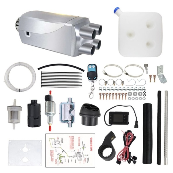 Kit Sirocou - Încălzitor Diesel  - Corp Aluminiu, 4 guri 2,5,8 kW - Bujie Kyocera - DenisNetwork™