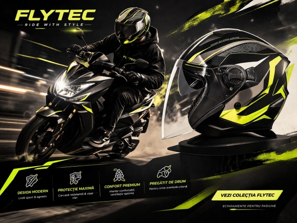 casca moto modulara neagra cu mecanism rabatabil si viziera transparenta anti vant  denisnetwork - flytec