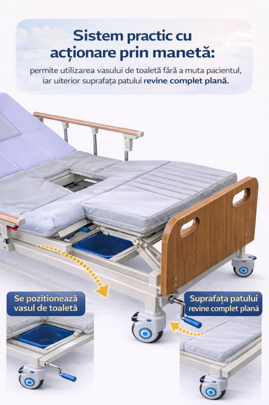 spital rabatabil profesional medical cu saltea, 5 sectiuni, suport 200 kg