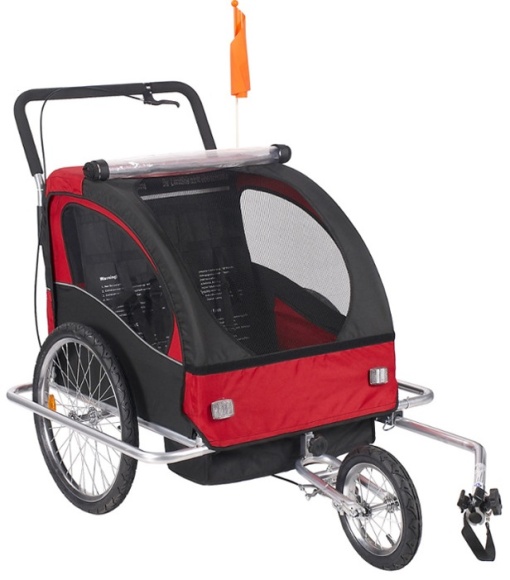 2 in 1 bicycle trailer, children's / small animal stroller with inflatable wheels - Img 2