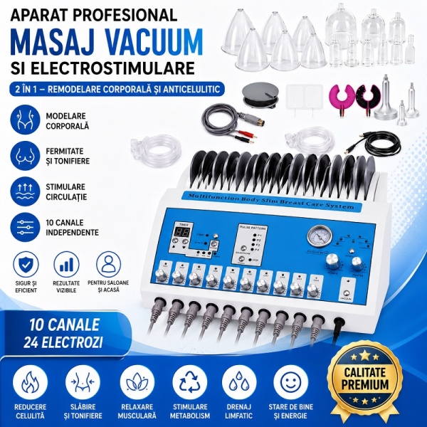 Aparat Profesional EMS &amp; Vacuum 2 în 1 – Remodelare Corporală, Tonifiere și Anticelulitic - Img 5
