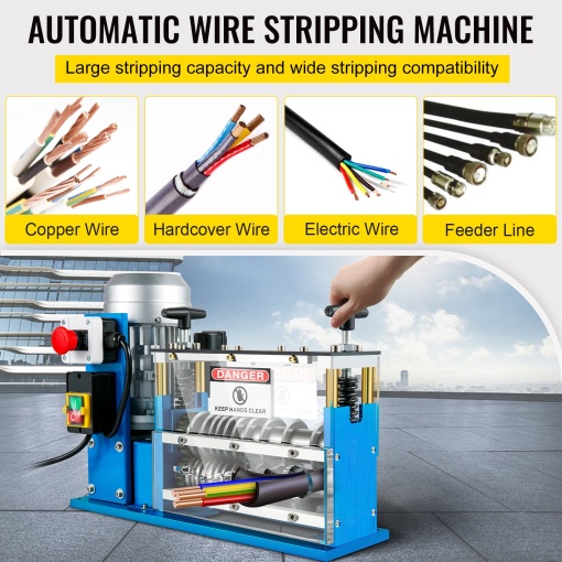 Electric wire stripping machine, 11 channels, 10 blades, for stripping cables 0.15-0.4 cm, speed 0.4m/s, ideal for recycling copper wire - Img 4