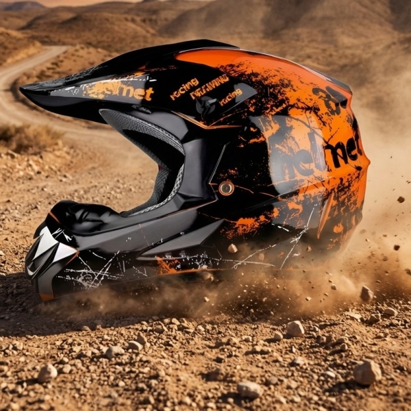 Set cască cross Orange Strike, dirt bike și enduro off-road