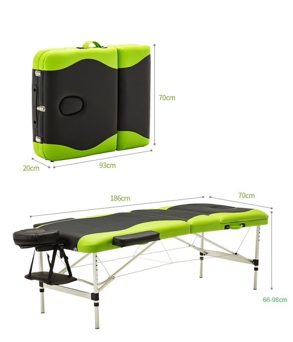 Premium massage table, 220 cm x 70 cm with adjustable height, Lightweight massage bed, made of aluminum, with 3 zones, portable with cover and all accessories, SPA, cosmetics, tattoos, eyelash application - Img 4