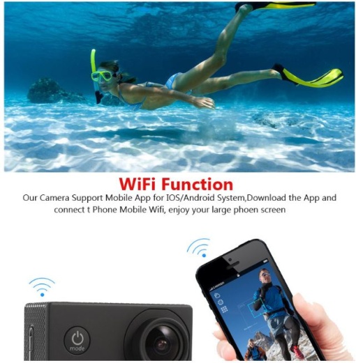 Camera sport 4K cu functie WiFi si conectare la aplicatia de telefon pentru control - Flytec™
