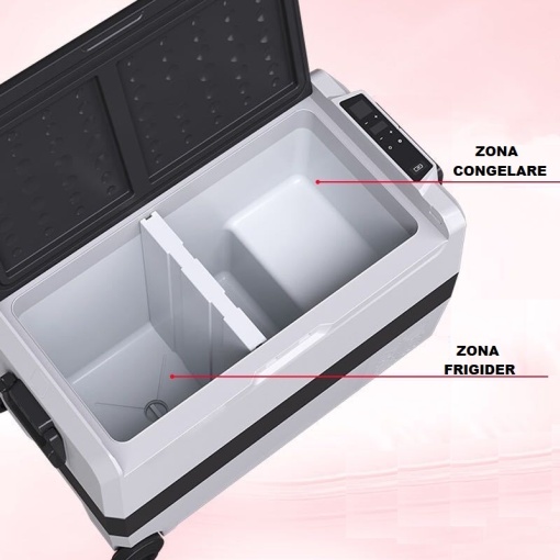 Frigider + congelator 60l bicameral cu coșuri - auto rulotă, camion, 12-24/220V, cu congelare -20°C