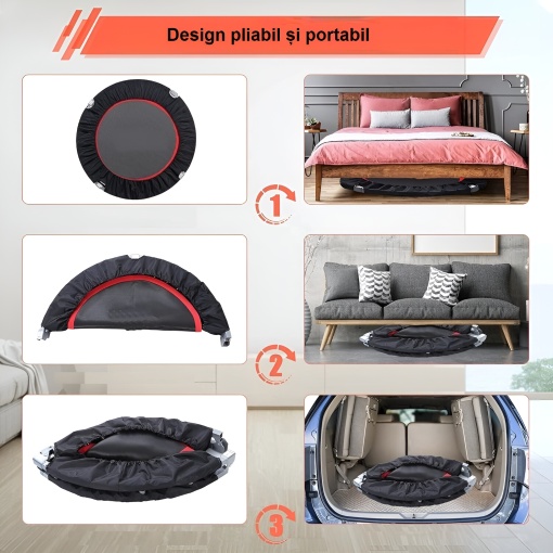 102 cm fitness trampoline with adjustable handle for adults and children, 120 kg, cardio training at home - Img 5