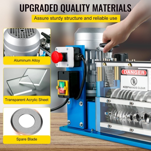 Electric wire stripping machine, 11 channels, 10 blades, for stripping cables 0.15-0.4 cm, speed 0.4m/s, ideal for recycling copper wire - Img 5