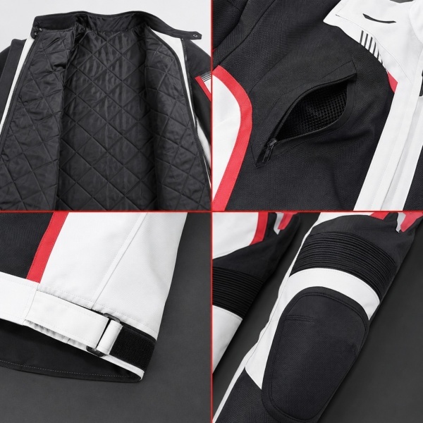 Detalii costum motocicletă Flytec căptușeală ventilație și protecții