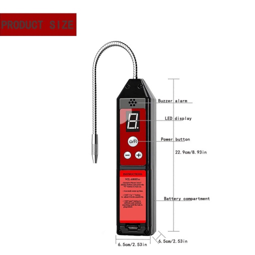 High-precision detector of freon leaks/losses in HVAC systems, cars and other refrigeration equipment, with LCD display - DenisNetwork™ - Img 5