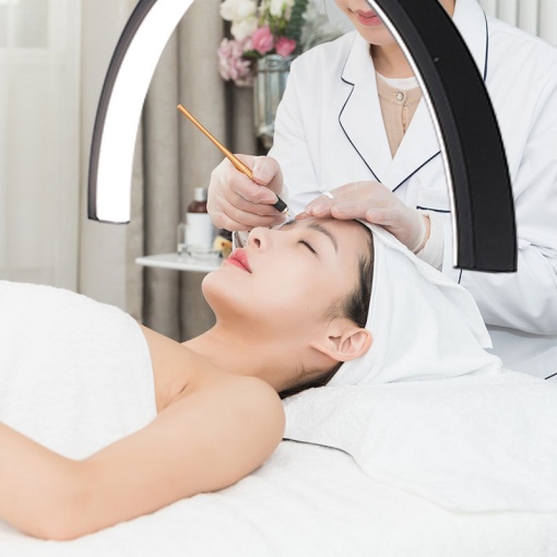 MoonLight Cosmetic Crescent Lamp for Manicure + Eyelashes - 70 cm, 50 W LED, adjustable warm + cold light, 360° rotation, nails, studio, make up, tattoos - Img 7