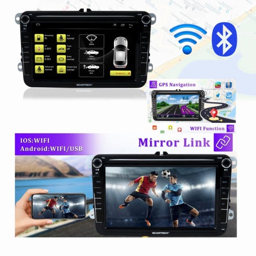 Navigation Volkswagen|Skoda|Seat with Android 11, CarPlay 2GB RAM 32 GB ROM, 8 Inch Screen, dedicated Golf 5, Golf 6, Jetta, Passat B6, CC, B7, Polo, Tiguan, Touran, Skoda, Seat - Img 4