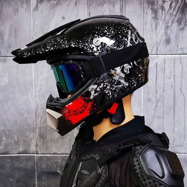 set casca cross ieftina dar completa cu ochelari cagula si manusi pentru adulti atv enduro confort si siguranta - Flytec™