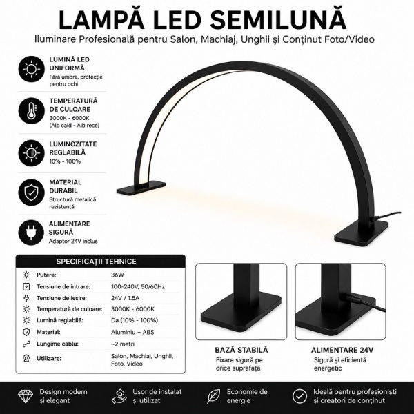 Professional LED Crescent Lamp for Salon and Manicure - Img 6