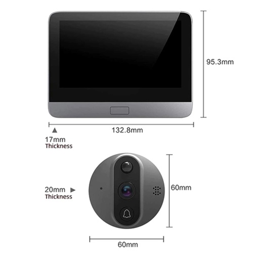 Smart WiFi video doorbell with LCD indoor unit, battery, Tuya compatible - Img 3