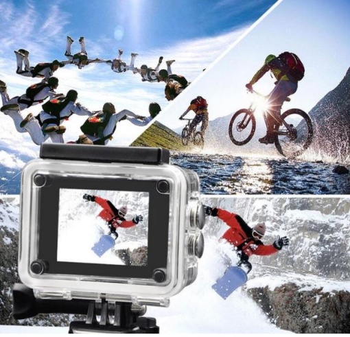 Cameră Video Sport, Ultra HD, 16 Mp, Wifi, Waterproof 30 metri, LCD 2" + Accesorii Prindere Cadou - Flytec™