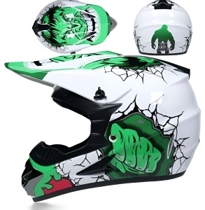 echipament complet motocross casca green fury pentru dirt bike atv enduro cu accesorii incluse protectie off road - Flytec™