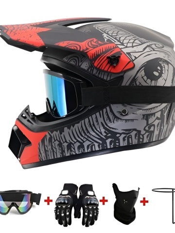 Комплект каски Cross Eye Fury за мотоциклети, ATV, кросови мотоциклети, ендуро, ATV - Flytec