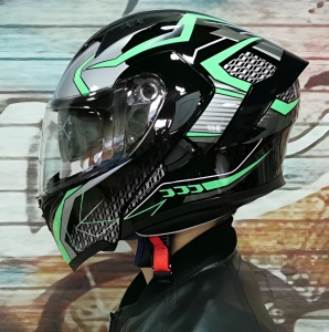 Конфигуратор Каска за мотоциклет, скутер и цялото лице с двоен визьор - Sport Design Black Phantom, модулна сгъваема система - Img 4