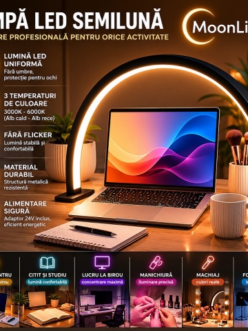 Професионална LED лампа Crescent за салон и маникюр - Img 3