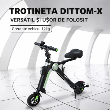 Trotineta electrica pliabila cu sezut, 36V - 250w, 7.5Ah, ultra usoara si portabila, pentru adulti si copii, baterie Li-ion 7.5Ah