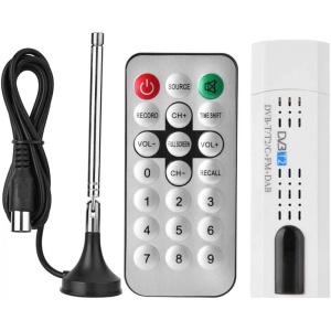 ТВ тунер USB DVB-T2 стик, USB 2.0 DVB-T2 DVB-T DVB-C + FM + DAB + SDR цифров HDTV приемник, поддържащ VHF/UHF диапазон за компютър