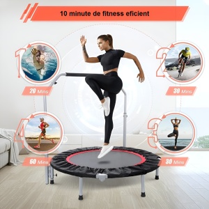 102 cm fitness trampoline with adjustable handle for adults and children, 120 kg, cardio training at home - Img 6