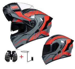Black Pro Flip-Up Full Face Modular Motorcycle Helmet with Double Visor and Ventilation System – Off-Road Motocross Helmet Design Sport