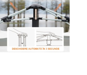 Cort cu Baldachin pentru 3-4 Persoane – 2-în-1, Pliabil, Desfășurare Automată Rapidă, Protecție Solară pentru Camping - Img 7