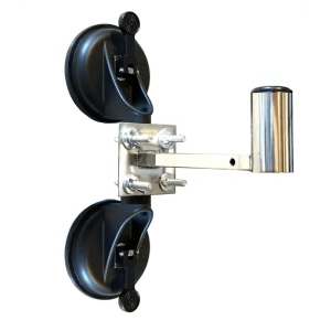 Holder with 2 suction cups, for satellite dish antenna, truck antenna, camping, campers, caravans or for quick installation on the window