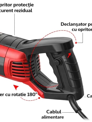 Mașină DITTOM 6500W pentru tăiat pardoseli cu mâner rotativ și pornire soft