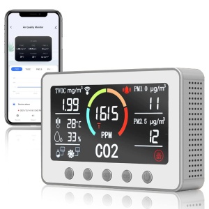 Monitor inteligent cu ecran 7'' CO2 pentru calitatea aerului - control WIFI Tester cu senzor de dioxid de carbon, aplicație TUYA - Img 2