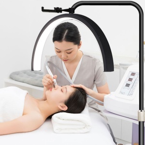 MoonLight Cosmetic Crescent Lamp for Manicure + Eyelashes - 70 cm, 50 W LED, adjustable warm + cold light, 360° rotation, nails, studio, make up, tattoos - Img 8