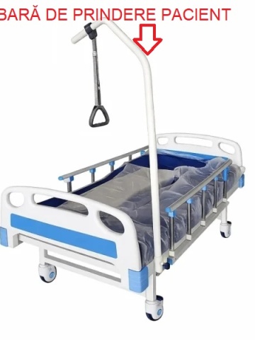 Pat de spital rabatabil profesional medical cu saltea, 4 secțiuni, suport 200 kg, reglare spate și picioare, suport perfuzie - Dr.Denis™ - Img 2