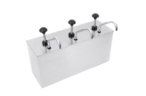 Sauce pump/dispenser with 3 tanks, stainless steel, elegant design, silver, capacity 12L