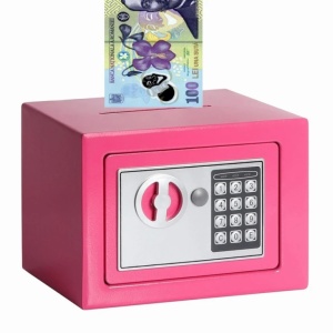 Seif tip pușculiță cu acces ușor introducere monede/bancnote, digitală, cutie de valori, închidere prin cod pin sau cheie - Img 1