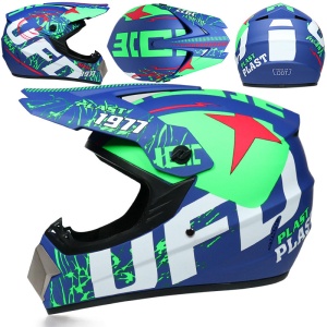 Set Cască Cross Electric UFO cu Mănuși, Ochelari, Cagulă și Suport de Perete pentru Motociclete, Dirt Bike, Enduro, Atv, Mărime XS, S, M, L, XL - Flytec™ - Img 2